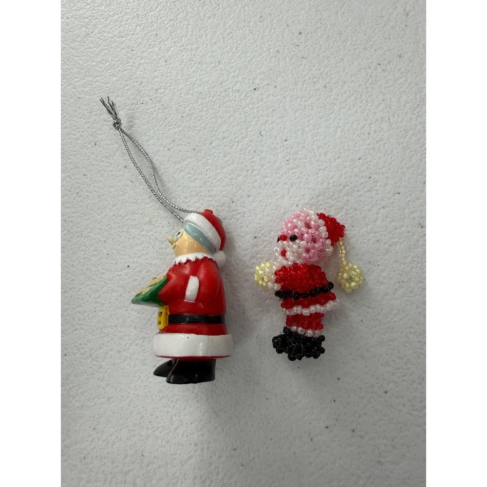 Vintage Mrs Claus Topps 2001 Beaded Santa Christmas Ornaments Set Holiday Decor